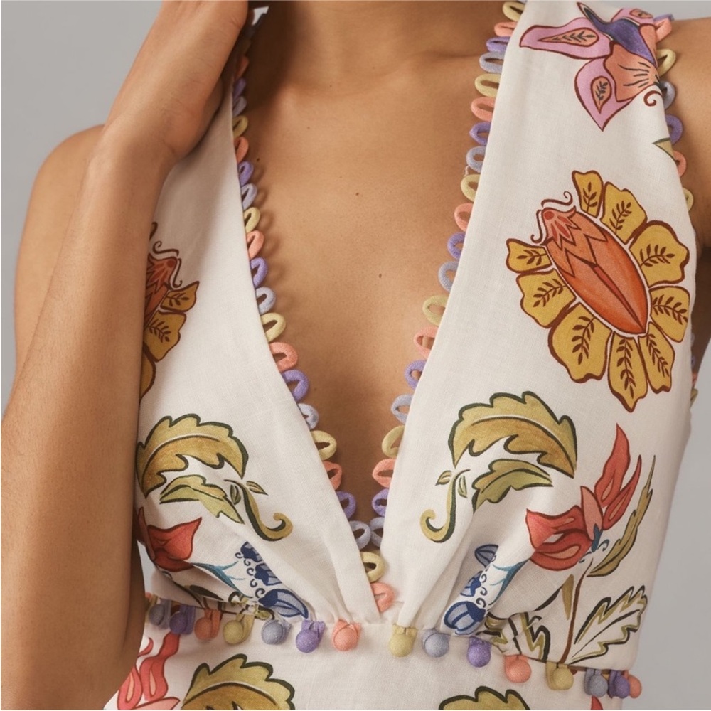 Farm Rio x Anthropologie Floral V-Neck Linen Maxi Dress - Picture 2 of 7